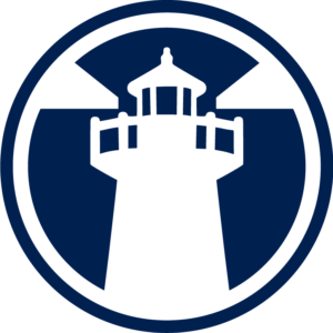 Landmark Outreach lighthouse logo.