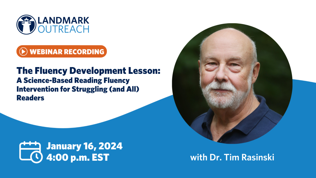 Tim Rasinski Fluency webinar cover image.