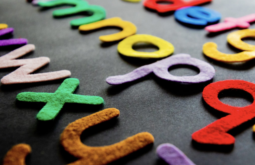 Colorful felt letters.